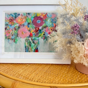 Radiant Blooms Abstract Original Art, Painting On Watercolor Paper 6 x 7.8 inch