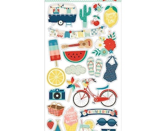 Echo Park Good Day Sunshine, Chipboard Accents 6 x 12, 22/Pcs, Scrapbooking, Kids Craft, Card Making