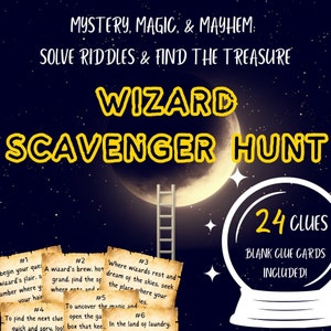 Indoor Wizard Scavenger Hunt. Printable Game for Family Game Nights, Birthday Party. Treasure Hunt for Teens and Tweens. Kids Treasure Hunt.