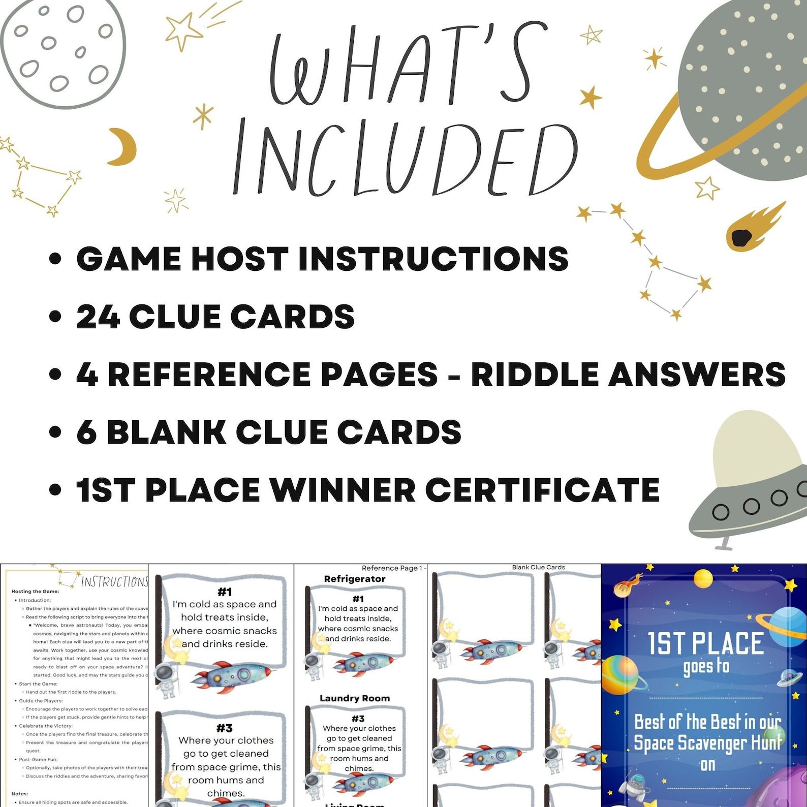 Indoor Space Scavenger Hunt. Printable Game for Family Game Nights ...