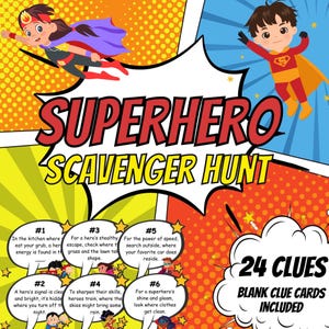 Indoor/Outdoor Superhero Scavenger Hunt. Printable Game for Birthday Party / Camps. Treasure Hunt for Teens and Tweens. Kids Treasure Hunt.