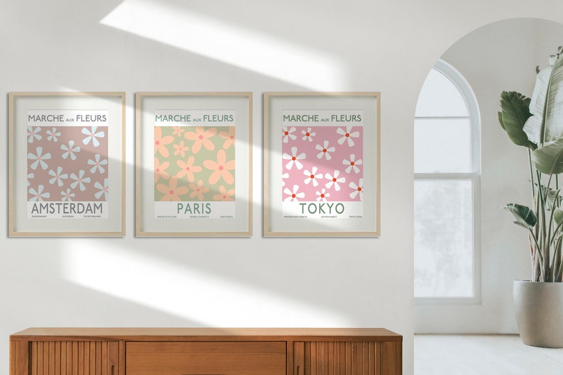 Set of 3 Flower Market Poster Printable Wall Art | Flower Market Print ...