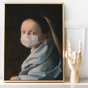 Altered Renaissance Art Vintage Face Mask Portrait , Download Printable Quirky Wall Art, Modern Decor, Art Digital, Art Antique Famous