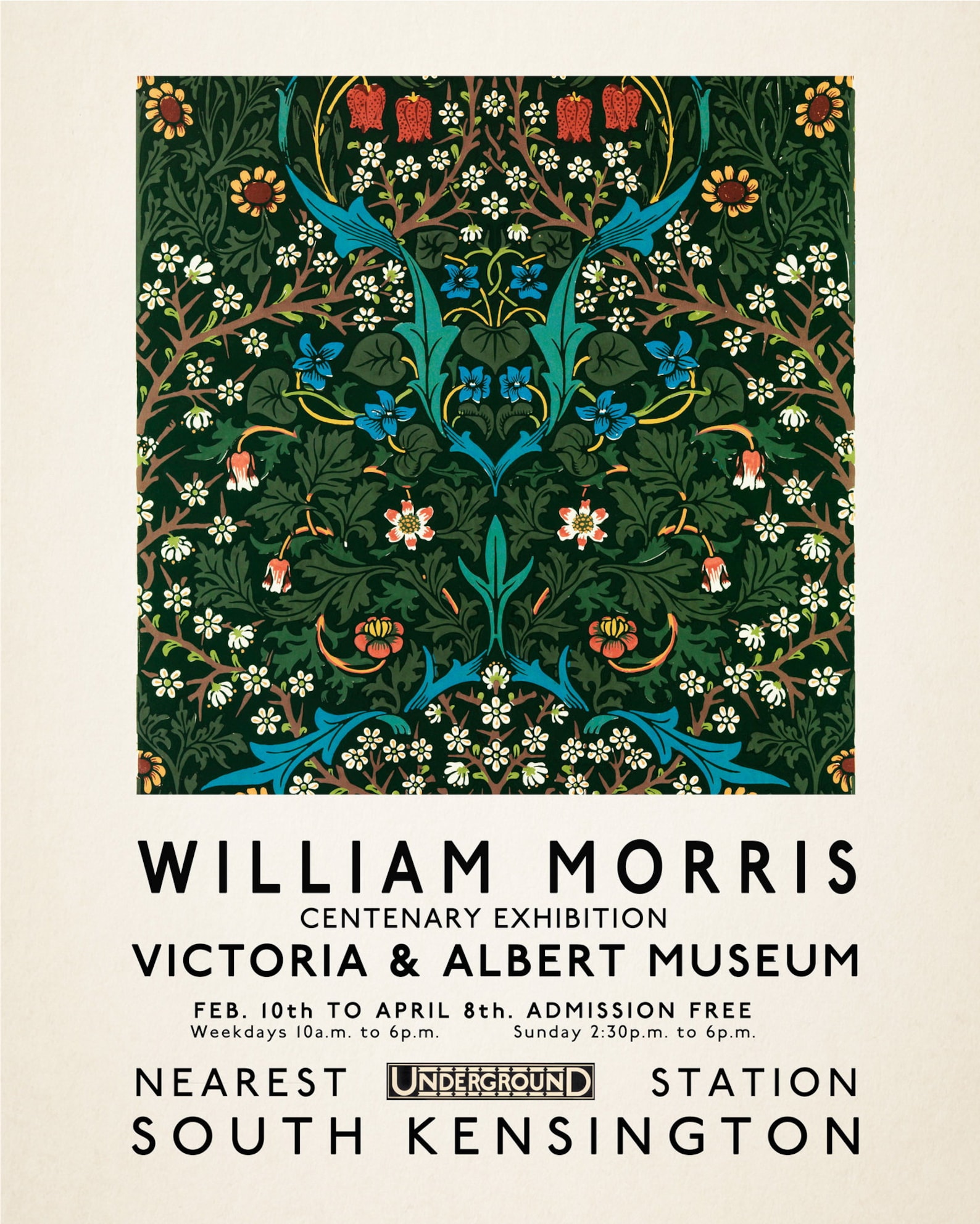 William Morris Exhibition Poster, Victoria and Albert Museum, London