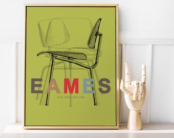 Charles and Ray Eames Chair print, Bauhaus poster, Mid Century Modern Industrial design Wall Art Print, Retro Furniture Digital Art Print