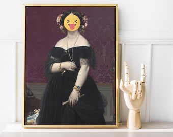 Vintage Altered Portrait, Digital Download Art, Art Printable Wall Art, Printable, Antique Oil Painting, Downloadable Prints
