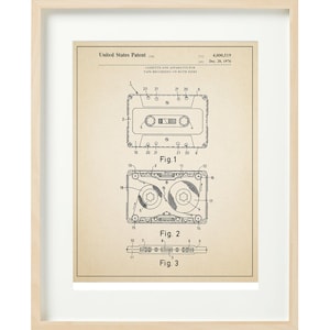 CASSETTE TAPE -1976 Patent Print Cassette - Afdrukbare muurkunst,