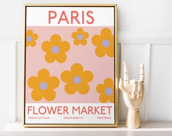 Paris flower market poster l printable wall art | Flower market print l Paris print l digital download | Illustration modern art
