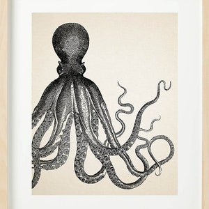 VINTAGE OCTOPUS Print Set of 4 Bathroom Wall decor Beach House image 3