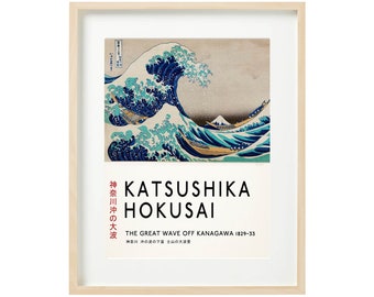 Hokusai exhibition poster | The great wave print | Katsushika Hokusai digital download l wall art | Vintage Japanese poster