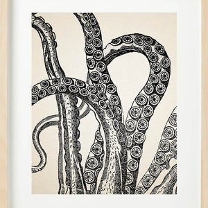 VINTAGE OCTOPUS Print Set of 4 Bathroom Wall decor Beach House image 4