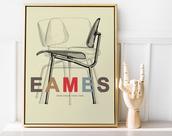 Charles and Ray Eames Chair print, Bauhaus poster, Mid Century Modern Industrial design Wall Art Print, Retro Furniture Digital Art Print