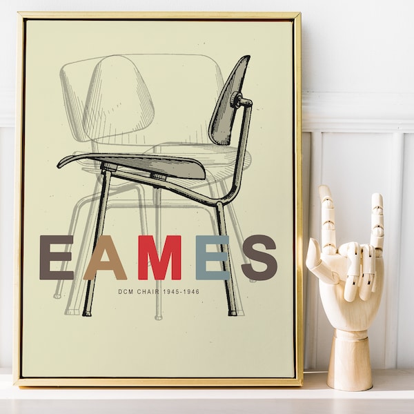 Charles and Ray Eames Chair print, Bauhaus poster, Mid Century Modern Industrial design Wall Art Print, Retro Furniture Digital Art Print