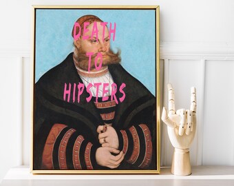 Altered Renaissance Art Vintage Funny Hipster Portrait , Download Printable Quirky Wall Art, Modern Decor, Art Digital, Art Antique Famous