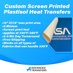 Custom Screen-Printed Plastisol Heat Transfers