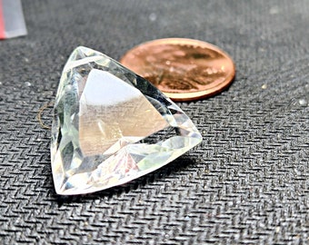 Rock Quartz Crystal TOP Drilled Focal Gemstone, Trillion, Sacred Feminine, Shield, Kite Facet, Triangle AAA Grade