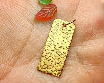 Nina Designs Gold Vermeil Embossed Vine Tag Pendant, 30x13mm  Discontinued, Very Rare