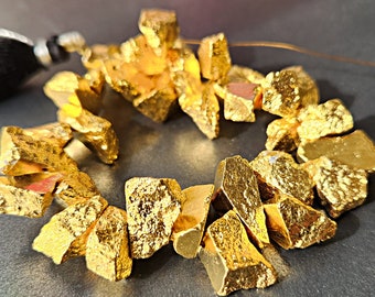 Gold Pyrite Nuggets, Just L@@k at the Video, 6.5 Inch Strand, Pyrite Nuggets Only, Bracelet Not Included