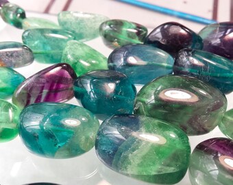 Fluorite Smooth Nugget Gemstone Beads, Huge Fluorite, Gorgeous Beads!