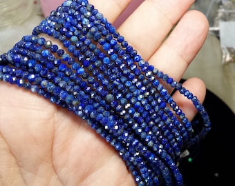 AAA Gem Grade Lapis Micro Faceted Beads - 15.5 Inch Strand - 3mm Beads