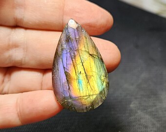 Labradorite Smooth Teardrop Pendant Focal -Flash