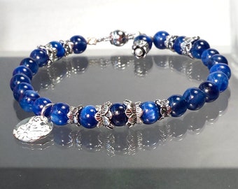 Kyanite Gemstone Beads, Round, Smooth, AAA Gem Grade With Sterling Supplies to MAKE This BRACELET!  Sterling and Kyanite Lotus Bracelet