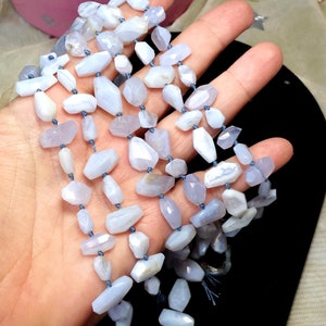 Natural Chalcedony Faceted Nugget Gemstone Beads