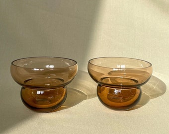Handmade Golden Brown Glass Juice Set, Unique Drinkware, Set of 2