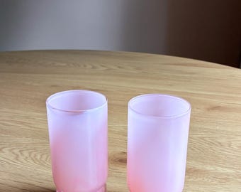 Set OF 2, Handmade Colorful Glass Juice Glass Set, Unique Form, Color Grapefruit