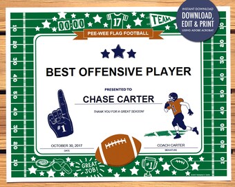 football certificate etsy