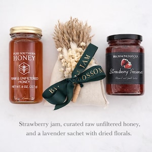 Blossom Jam Co. Gift Box: Strawberry Preserves, Raw Honey, Lavender Sachet