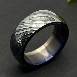 Unique Titanium Damascus Random Pattern Groomsmen Titanium Ring For Men Anniversary Gift Colorful Titanium Heat Anodized women titanium ring