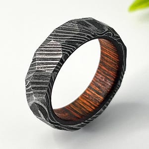 Charred Whiskey Barrel Ring, Wood Ring, Whiskey Barrel Band, Black Mens Wedding Band, Mens Ring