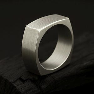 Titanium Square Ring – Engagement Ring, Silver Ring, Mens Wedding Band, Promise Ring, Vintage Ring, Modern Mens Rings,  Anniversary Gift