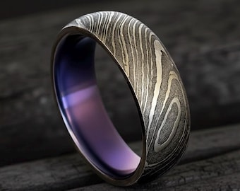 Bague damas titane unique, bague de fiançailles, bague en argent, alliance pour homme, bague de promesse, bague vintage, bagues pour homme, bagues anodisées