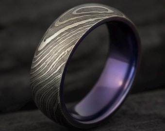 Bague de fiançailles unique en titane damas pour garçons d'honneur, motif aléatoire, bague de fiançailles en titane coloré pour femme, anodisée à chaud