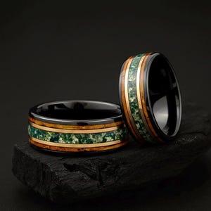 Moss Ring For Men Wedding Band, Unique Engagement Ring, Vintage & Antique Ring, Promise Ring for Women Whiskey Barrel Ring Anniversary Gift