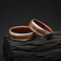 Damascus Wood Wedding Band,Valentines Day Gift Whiskey Barrel Ring Unique Engagement Damascus Steel Ring, 8mm ring Gift for Him Ring for Men