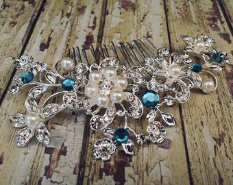 Teal Hair Comb Etsy