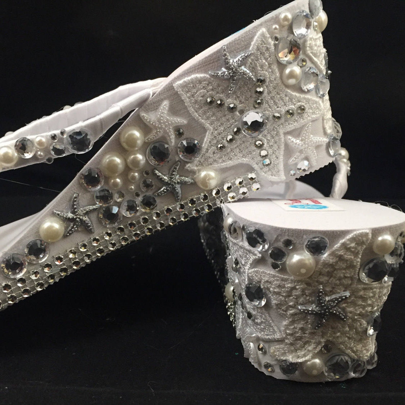 Bridal Wedge Flip Flops Custom Starfish Platform Sandals | Etsy