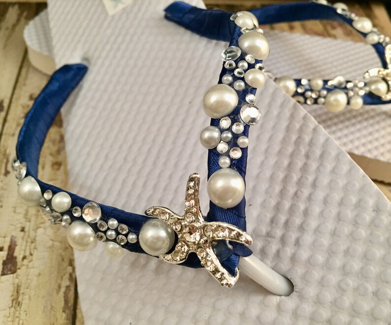 Your Choice Shoshanna Wedding Sandals Starfish Bridal Flip Flops Nautical Flip Flops Custom Dancing Shoes for Destination Beach Wedding