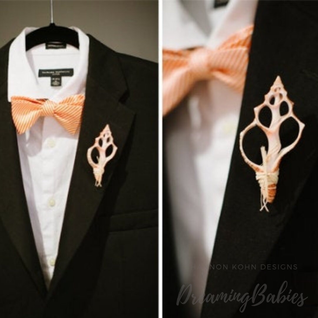 Seashell Boutonniere for Groom, Shell Button Hole for Destination Bea…