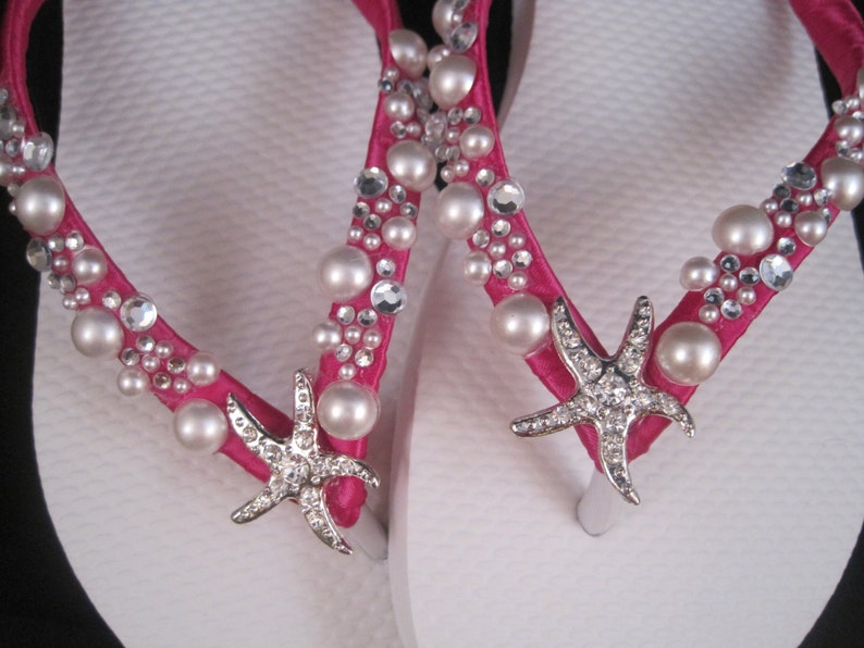 Your Choice Shoshanna Wedding Sandals Starfish Bridal Flip Flops Nautical Flip Flops Custom Dancing Shoes for Destination Beach Wedding