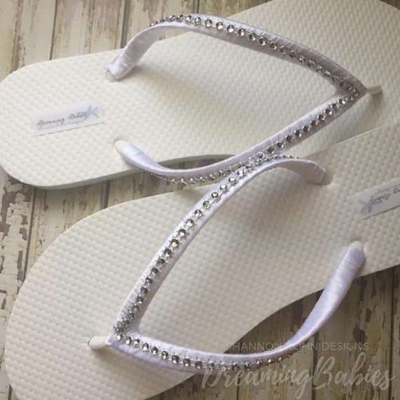 Rhinestone Bridal Flip Flops Custom Crystal Wedding Shoes | Etsy