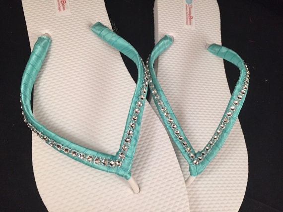 Rhinestone Wedding Flip Flops Custom Crystal Sandals Vanessa | Etsy