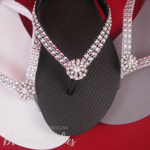 bridal flip flops with bling