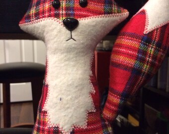 Vilten vos pluche, handgemaakte flanellen knuffel (12 inch)