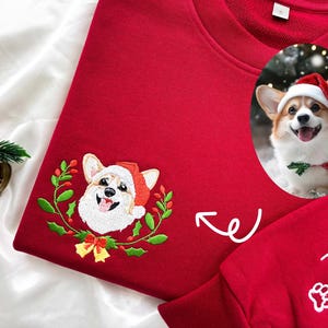 Custom Dog Face Embroidered Sweatshirt,Personalized Pet Face and Pet name Sweatshirt,Personalized with Your Pet's Photo,Gift for Dog Dad/Mom