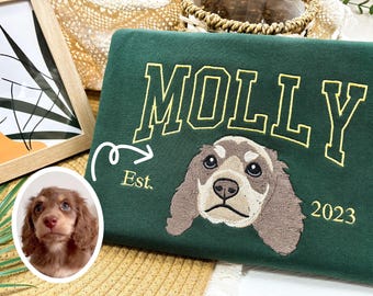 Custom Dog Hoodie Embroidered Dog Name, Personalized Pet Face Sweatshirt from Your Photo, Varsity Sweatshirt,Gift for Dog Dad/Mom