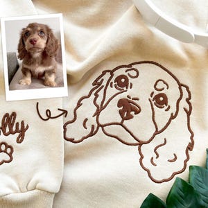 Custom Embroidered Pet Sweatshirts with Pet Photo and Name,Personalised Embroidered Dog Sweatshirt with Portrait from Photo,Gift for Dog Dad